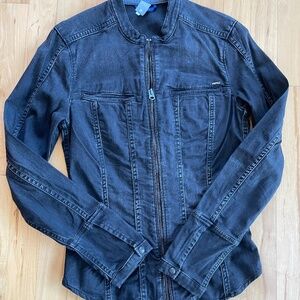G Star Raw black stretch denim women's zipper shirt jacket S in dark wash NWOT